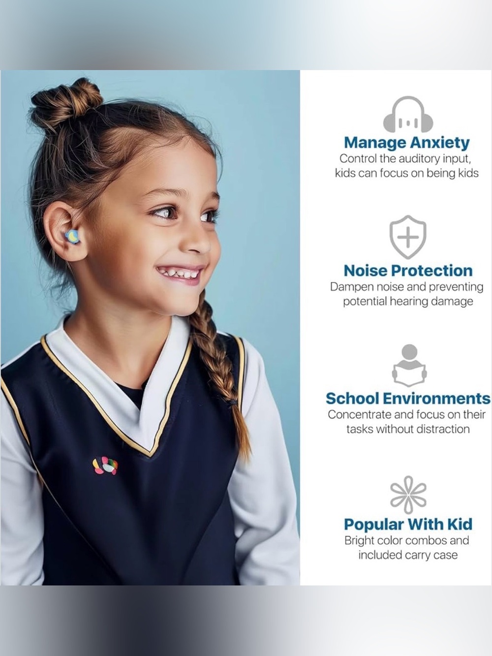 Softvox Noise Cancelling Earplugs for Kids in Purple (Ages 6-12) 26dB Reduction - Picture 9 of 11